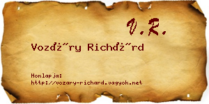 Vozáry Richárd névjegykártya